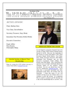 Newsletter of the  Issue: February 2012 Section Officers Chair, Barbara Sims