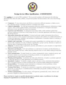 Foreign Service Officer Qualifications - 13 Dimensions