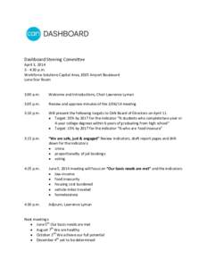Dashboard Steering Committee April 3, :30 p.m. Workforce Solutions Capital Area, 6505 Airport Boulevard Lone Star Room