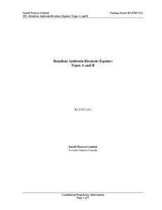 Sanofi Pasteur Limited 292 –Botulism Antitoxin Bivalent (Equine) Types A and B Package Insert R2-0705 USA  Botulism Antitoxin Bivalent (Equine)