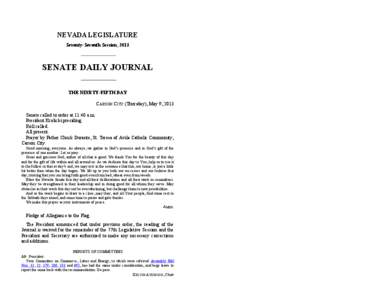 77th[removed]Session Journal - (Thursday), May 9, [removed]SENATE DAILY JOURNAL		THE NINETY-FIFTH DAY