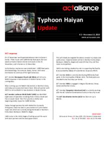 Typhoon Haiyan Update # 2 – NOVEMBER 15, 2013 WWW.ACTALLIANCE.ORG  ACT response