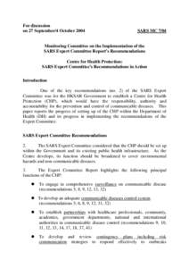 Public health / Centre for Health Protection / Disease surveillance / Non-communicable disease / Health Protection Agency / Severe acute respiratory syndrome / Infection control / European Centre for Disease Prevention and Control / National Institute of Communicable Diseases / Health / Medicine / Epidemiology