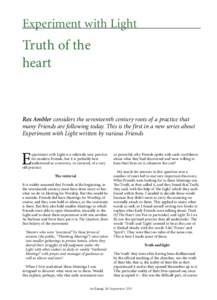 Experiment with Light  Truth of the heart  Rex Ambler considers the seventeenth century roots of a practice that