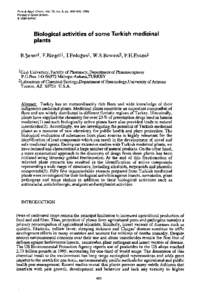 Pure & Appl. Chem., Vol. 70, No. 2, pp[removed], 1998. Printed in Great Britain. Q 1998 IUPAC Biological activities of some Turkish medicinal plants