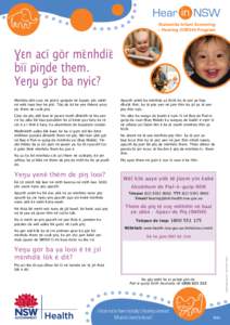 Statewide Infant Screening – Hearing (SWISH) Program Ɣɛn acï gör mɛ̈nhdiɛ̈ bïï pïŋde them. Yeŋu gɔ̈r ba nyic?