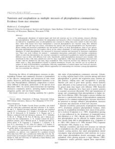 Limnol. Oceanogr., 44(3, part 2), 1999, 810–827 q 1999, by the American Society of Limnology and Oceanography, Inc. Nutrients and zooplankton as multiple stressors of phytoplankton communities: Evidence from size struc