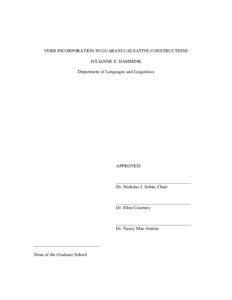 VERB INCORPORATION IN GUARANÍ CAUSATIVE CONSTRUCTIONS JULIANNE E. HAMMINK Department of Languages and Linguistics