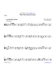 Sheet Music from www.mfiles.co.uk  The Wexford Carol Viola a gentle lilting rhythm