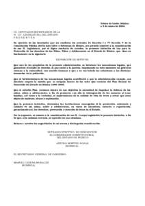 Toluca de Lerdo, México; a 8 de enero de[removed]CC. DIPUTADOS SECRETARIOS DE LA H. 