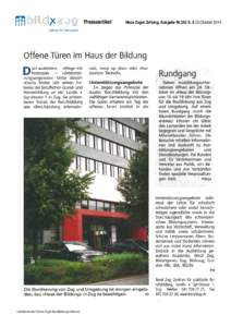 Presseartikel  Lehrbetrieb des Vereins Zuger Berufsbildungs-Verbund Neue Zuger Zeitung, Ausgabe Nr.245 S[removed]Oktober 2014