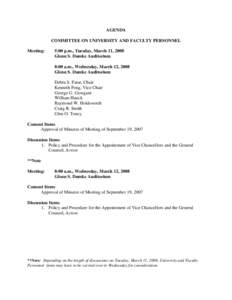 Appointment of Vice Chancellors and the General Counsel