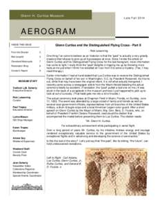Glenn H. Curtiss Museum  Late Fall 2014 AEROGRAM INSIDE THIS ISSUE