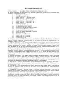 SECTIONEXAMINATIONS 21 NCACQUALIFICATIONS DETERMINED BY EXAMINATION (a) In order to determine the qualifications of an applicant, the Board shall provide a written or computer-based examination in the 