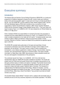 National Diet and Nutrition Survey. Results from Years 1-4 (combined) of the Rolling Programme[removed] – [removed]): Scotland  Executive summary Introduction The National Diet and Nutrition Survey Rolling Programme (N