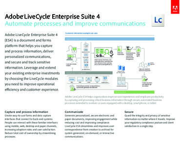 Adobe® LiveCycle® Enterprise Suite 4 Automate processes and improve communications Adobe LiveCycle Enterprise Suite 4 (ES4) is a document and forms platform that helps you capture and process information, deliver