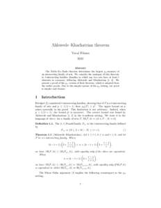 Ahlswede–Khachatrian theorem Yuval Filmus 2013 Abstract The Erd˝ os–Ko–Rado theorem determines the largest µp -measure of