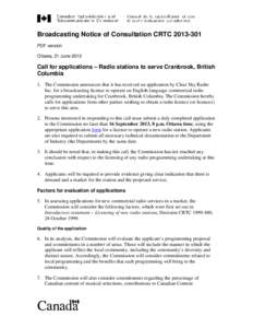 Broadcasting Notice of Consultation CRTC[removed]