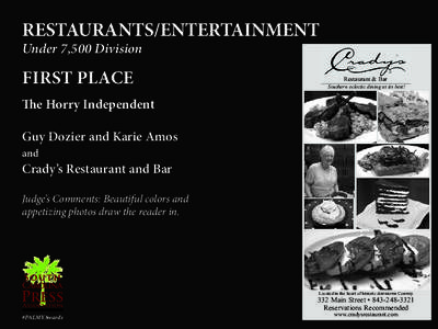 RESTAURANTS/ENTERTAINMENT Under 7,500 Division FIRST PLACE  Restaurant & Bar