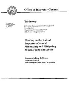 Office of Inspector General  For Release on Delivery Expected at  2 p.m. Tuesday,