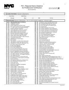 PC1: Required Items Checklist for Professional Certification Orient and affix BIS job number label here