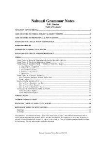 Nahuatl Grammar Notes D.K. Jordan Table of Contents