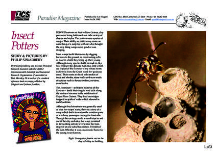 Paradise Magazine  Insect Potters  STORY & PICTURES BY