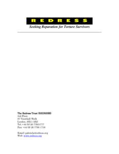 Seeking Reparation for Torture Survivors ________________________________________________________________________ The Redress Trust (REDRESS) 3rd Floor, 87 Vauxhall Walk