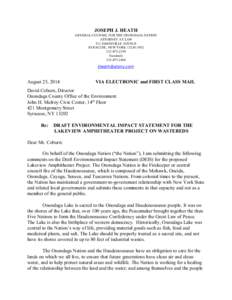 JOSEPH J. HEATH GENERAL COUNSEL FOR THE ONONDAGA NATION ATTORNEY AT LAW 512 JAMESVILLE AVENUE SYRACUSE, NEW YORK[removed][removed]