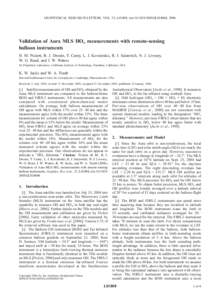 GEOPHYSICAL RESEARCH LETTERS, VOL. 33, L01808, doi:[removed]2005GL024048, 2006  Validation of Aura MLS HOx measurements with remote-sensing balloon instruments H. M. Pickett, B. J. Drouin, T. Canty, L. J. Kovalenko, R. J.