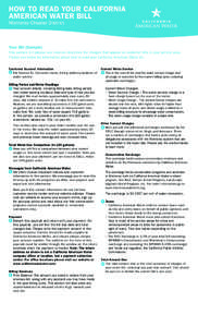 HOW TO READ YOUR CALIFORNIA AMERICAN WATER BILL Monterey-Chualar District Your Bill (Sample) This sample bill (please see reverse) describes the charges that appear on customer bills in your service area.