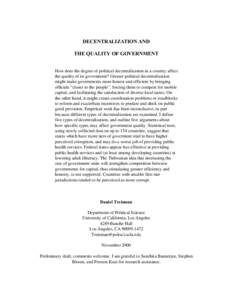 Local government / Political corruption / Value added tax / Central government / Unitary state / Government / Behavioural sciences / Political philosophy / Forms of government / Decentralization / Organizational theory