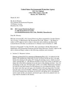 Letter from Tagliaferro (USEPA) to Mooney (GE), March 28, 2013, Re: 2012 Annual Monitoring Report, 1½ Mile Reach Removal Action, GE-Pittsfield/Housatonic River Site, Pittsfield, Massachusetts