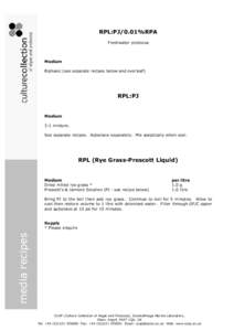 RPL:PJ/0.01%RPA  Freshwater protozoa  Medium  Biphasic (see separate recipes below and overleaf) 