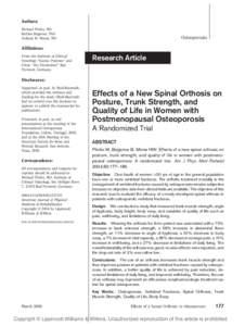 Authors: Michael Pfeifer, MD Bettina Begerow, PhD Helmut W. Minne, MD  Osteoporosis