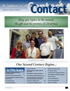 Contact Contact St.Andrew’s College Volume 22, Number 1, Fall 2012