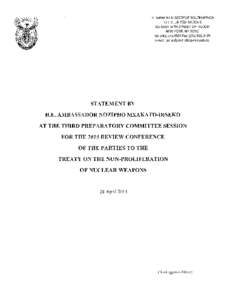 PERMANENT MISSION OF SOUTH AFRICA TO THE UNITED NATIONS 333 EAST 38TH STREET 9TH FLOOR NEW YORK, NYTel: (Fax: (E-mail: 