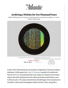 Archiving a Website for Ten Thousand Years - The Atlantic