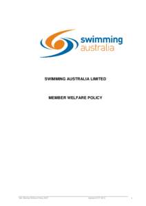 SWIMMING AUSTRALIA LIMITED  MEMBER WELFARE POLICY SAL Member Welfare Policy 2007