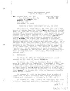VERMONT ENVIRONMENTAL BOARD 10 V.S.A. Chapter 151 Crushed Rock, Inc. and Pike Industries, Inc. by Stephen W. Kimbell, Esq. Kimbell & Sherman