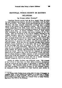 OAfakw  PROVINCIAL INDIAN SOCIETY IN EASTERN OKLAHOMA By Norman Arthur QraebrtstA American frontier society took its form lsrgdy from ita phyG