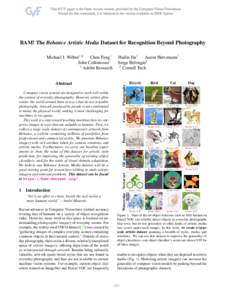BAM! The Behance Artistic Media Dataset for Recognition Beyond Photography Michael J. Wilber1,2 Chen Fang1 John Collomosse1 1 Adobe Research