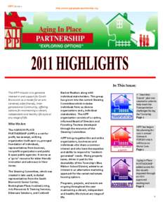 AIPP | Issue 1  http://www.aginginplacepartnership.org In This Issue: This