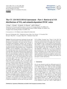 Atmos. Meas. Tech., 8, 2371–2395, 2015 www.atmos-meas-tech.netdoi:amt © Author(sCC Attribution 3.0 License.  The CU 2-D-MAX-DOAS instrument – Part 1: Retrieval of 3-D