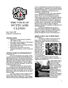 The Voice of  Suitcase Clinic  Issue: March 2009