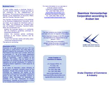 Business / Legal entities / Structure / Incorporation / Naamloze vennootschap / Corporation / Aruba / NV / Financial capital / Types of business entity / Corporations law / Business law