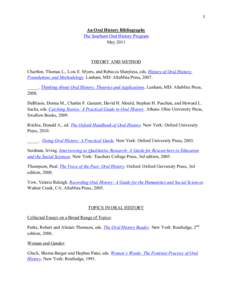    1	
   An Oral History Bibliography The Southern Oral History Program