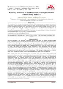 The International Journal Of Engineering And Science (IJES) || Volume || 3 || Issue || 12 || December || Pages || 68-79|| ISSN (e): 2319 – 1813 ISSN (p): 2319 – 1805 Reliability Prediction of Port Harcourt Ele