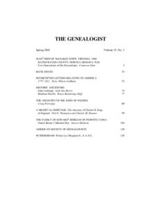 THE GENEALOGIST Spring 2001 Volume 15, No. 1  JEAN1 DEPP OF MANAKIN TOWN, VIRGINIA, AND