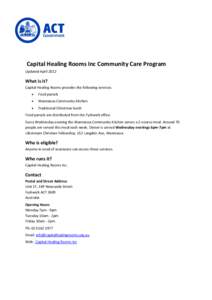 Capital Healing Rooms Inc Community Care Program